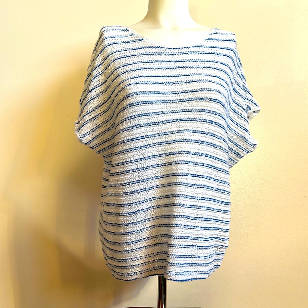 Knit Lauren by Ralph Lauren top in white and blue